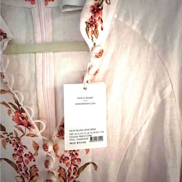 💐 Zimmermann Vacay Billow belted  floral linen maxi dress 💐 - Picture 16 of 16